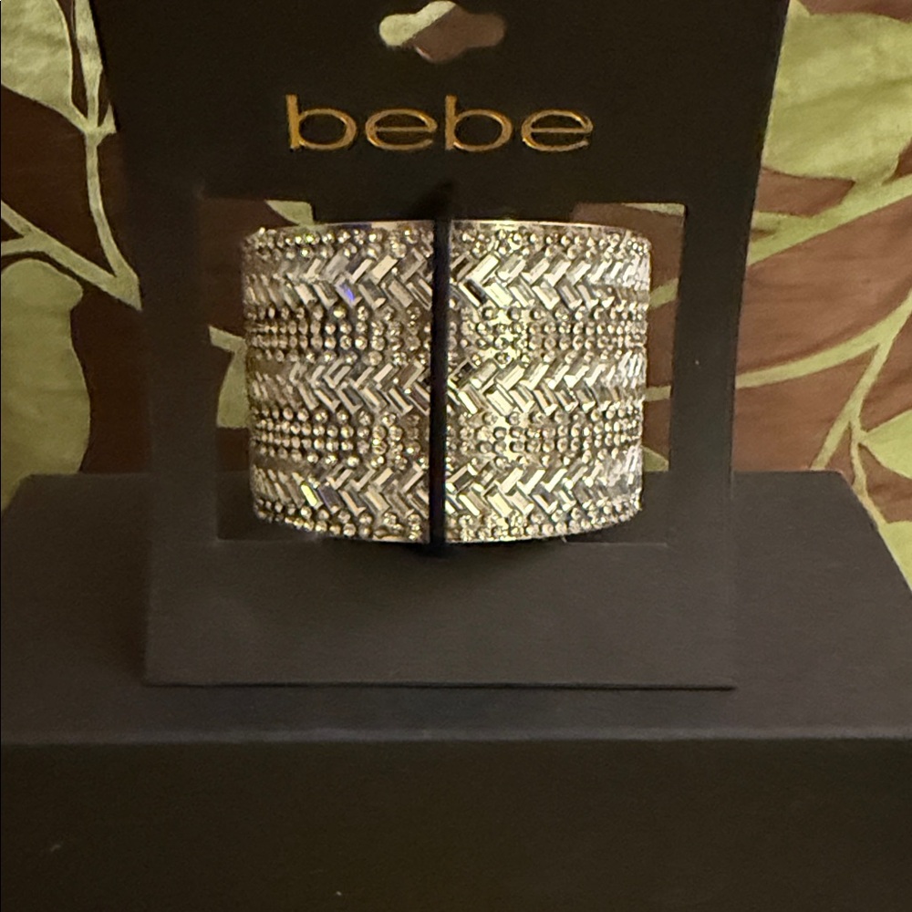 Bebe Silver Embellished Cuff Watch